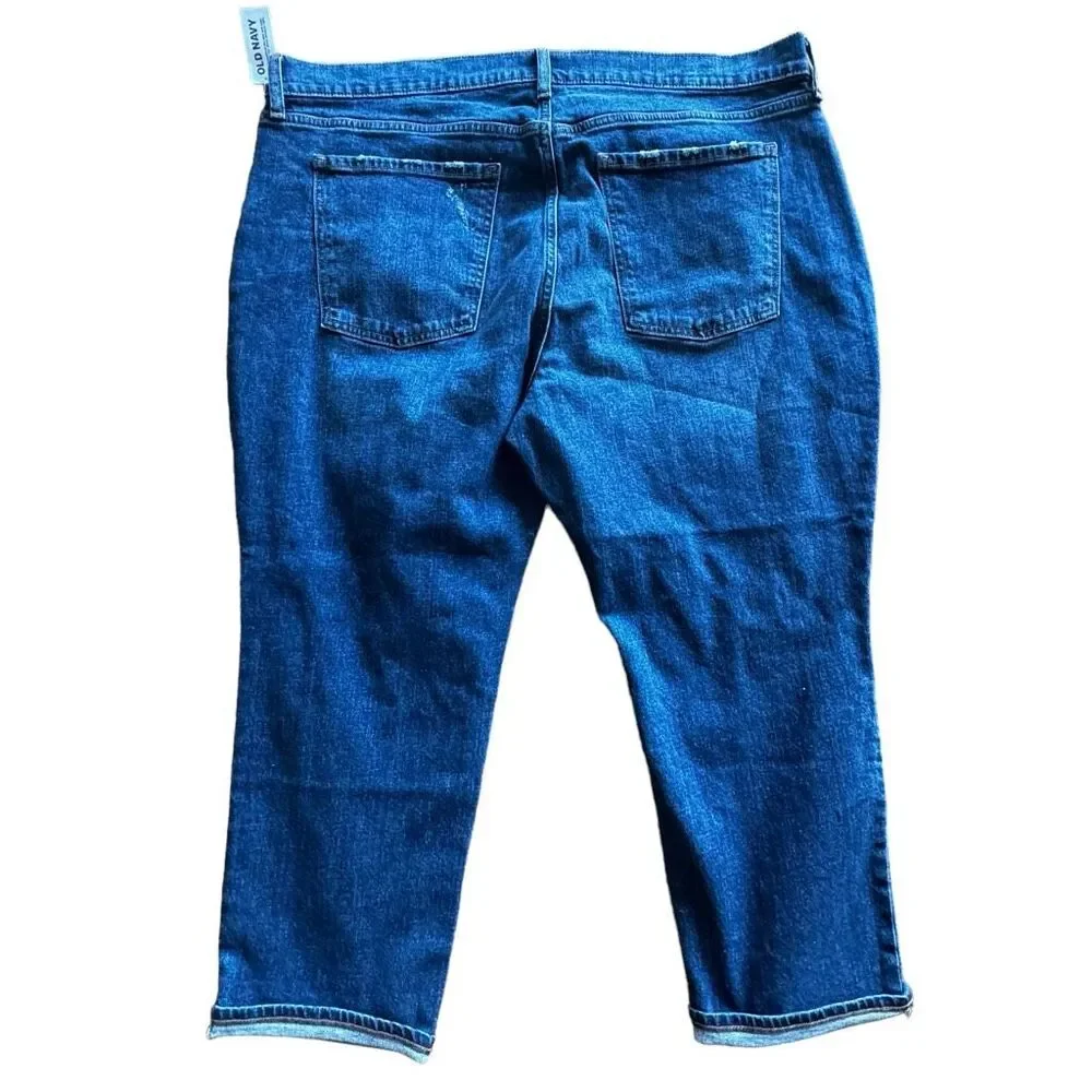 Old Navy Mid-Rise Boyfriend Distressed Cropped Jeans 18 Petite Plus Size